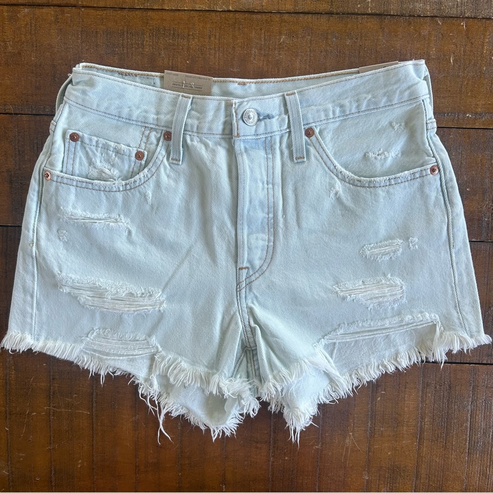 LEVIS 501 Classic Fit High Rise Denim Cut Off Shorts 27 NWT